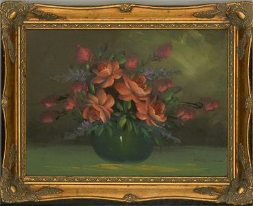 Alica - 20th Century Acrylic, Vase of Flowers