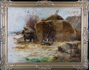 Frederick Hall (1860–1948) - c. 1910 Oil, Loading Hay In Somerset