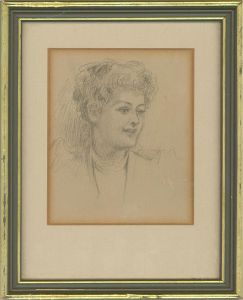 S. Boyd - Mid 20th Century Graphite Drawing, Portrait of a Lady