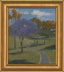 Stewart Charles Hine (1928-2018) - 2003 Oil, Jacarandas & Silky Oaks, Brisbane