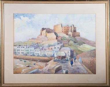 A.E. Nobbins FRSA - 1963 Watercolour, Gorey Pier, Jersey