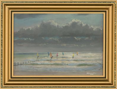 Stewart Charles Hine (1928-2018) - 1994 Oil, Windsurfers, Angmering