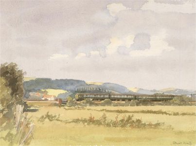 Stewart Charles Hine (1928-2018) - 1993 Watercolour, Rural Scene with Train