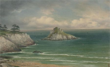 James Coad - 20th Century Oil, Cloudy Coastal Scene
