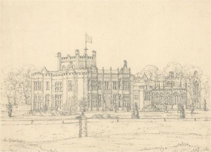 Mid 20th Century Graphite Drawing - Grand Stately Home