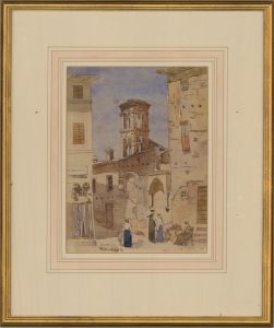 Attrib. Robert C. Goff (1837–1922) - 1865 Watercolour, View of an Italian Town