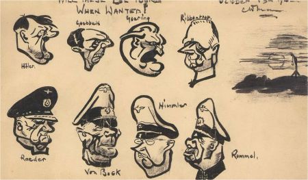 Charles W. Mann (b.1925) - 1942 India Ink, Caricatures Of The Third Reich