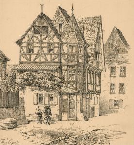 Alfred Bowyer Clayton (1795-1855) - c.1830 Pen Drawing, Timber House, Bacharach