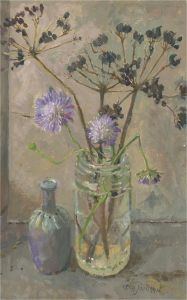 Keith Johnson (1931-2018) - Contemporary Oil, Purple Flowers in a Jar
