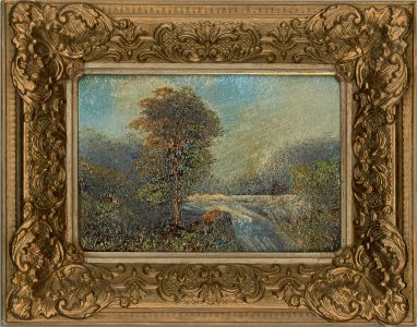 Mid 20th Century Oil - Forest Waterfall
