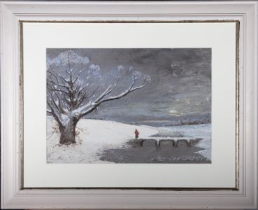 Mid 19th Century Gouache - Winter Walk