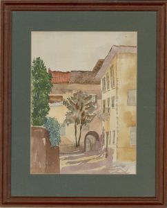 I. Murray - 1982 Watercolour, Courtyard