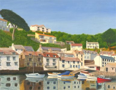 N.K. Day - 1999 Oil, Town View with Boats