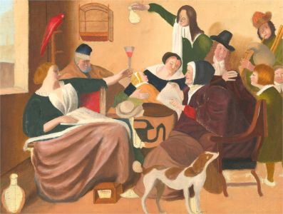 N.K. Day - Contemporary Oil, Tavern Scene