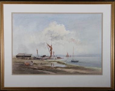 1977 Watercolour - Scene with Boats and Figures