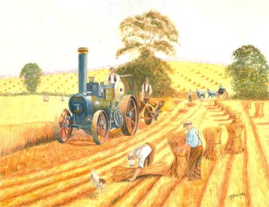 N.K. Day - 1996 Watercolour, Working in the Fields