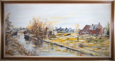 B.W.W. - Large 1976 Oil, Doris Croft from the Canal Side