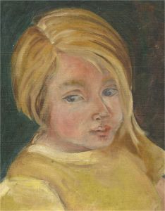 June Conning Barker - Mid 20th Century Oil, Girl in Yellow
