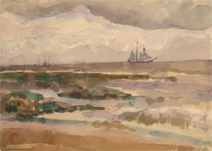 20th Century Watercolour - Ships at Sea
