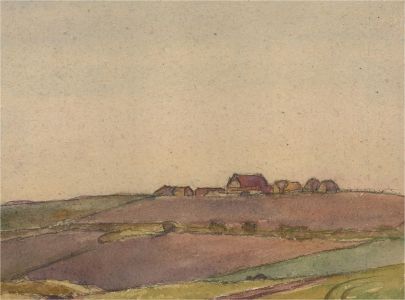 20th Century Watercolour - Patchwork Fields