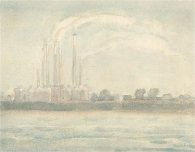 20th Century Watercolour - Industrial Landscape