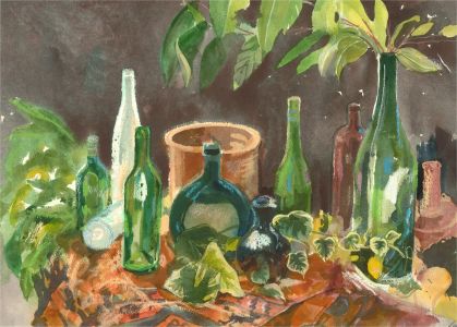 Pamela Guille ARCA - Contemporary Watercolour, Ten Green Bottles