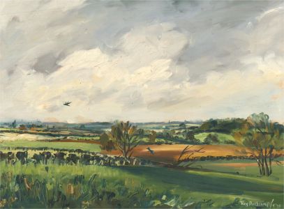 Terry Shelbourne (1930-2020) - 1978 Oil, Rural View with Flying Birds