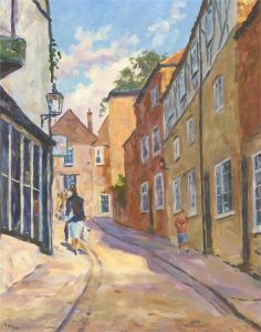 M. Bryan - Contemporary Oil, Street Scene with Figures
