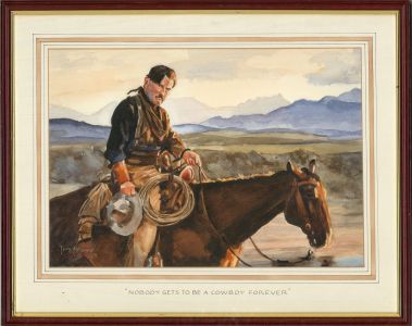 Terry Shelbourne (1930-2020) - 2005 Watercolour, Cowboy