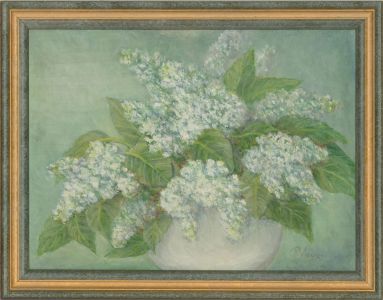 R. Vaux - 20th Century Oil, White Lilac Flowers