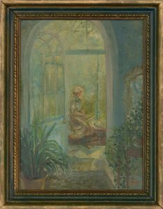 F. Thomas - 20th Century Oil, Reading in the Conservatory