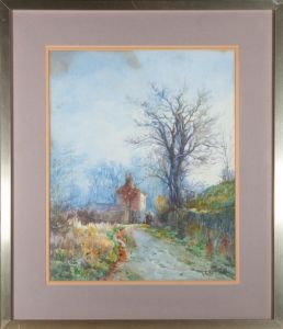 F. Kimber - 1897 Watercolour, Rural Lane