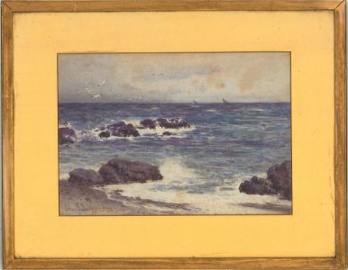 John McDougal RCA (1851-1945) - Watercolour, Waves on the Shore