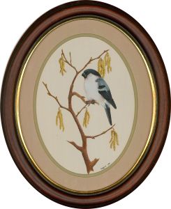 F.J.C. Wilde - 1988 Watercolour, Finch And Catkins