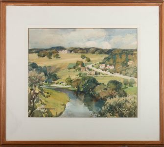E.M. Makinson - Contemporary Watercolour, River Wharfe above Ilkley, Yorkshire