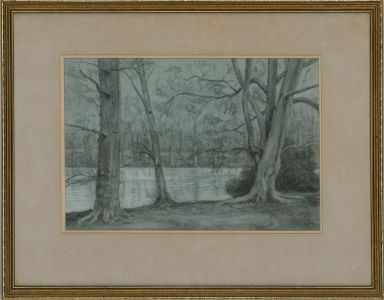 Ivor Macksey - 20th Century Charcoal Drawing, Virginia Water, Surrey