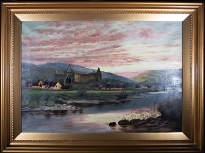 A. Staddon - 1915 Oil, Tintern Abbey At Sunset
