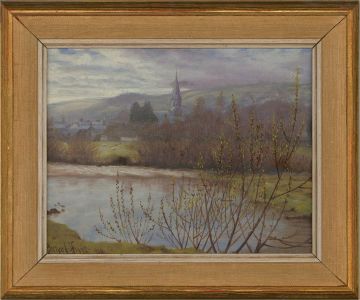 Bernard Higgs - 1900 Oil, View on the River Fowey, April Weather