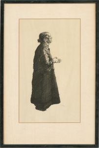 Frank Wilson - 1930 Charcoal Drawing, An Old Woman