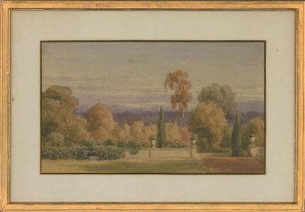 Early 20th Century Watercolour - Garden Scene with Trees