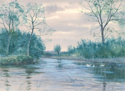 Robert Winchester Fraser (1848-1906) - 1885 Watercolour, River Scene