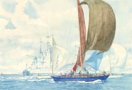 Mid 20th Century Watercolour - Boats and ships at Sea