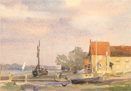 Mid 20th Century Watercolour - Harbour Side
