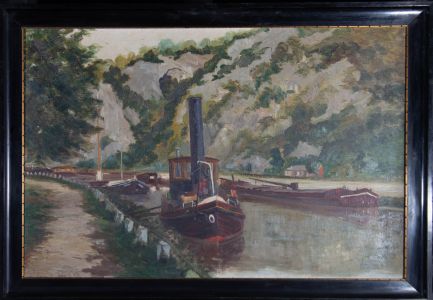 Mid 20th Century Oil - Dutch Canal Boats