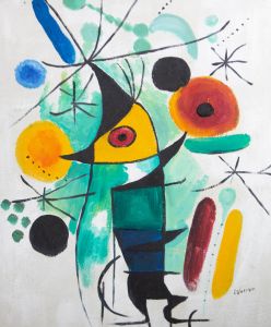 Warren in the Manner Of Miro - Contemporary Oil, Joy