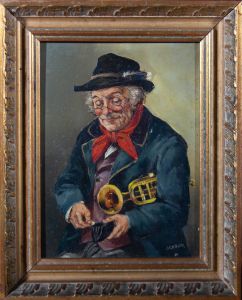 Attrib. Albert Gruber (b.1898) - Early 20th Century Oil, The Trumpet Player