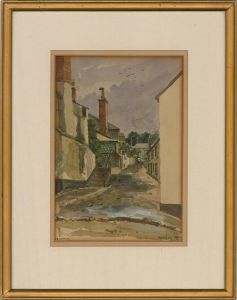 R.E Compton - Early 20th Century Watercolour, Newlyn Street Scene
