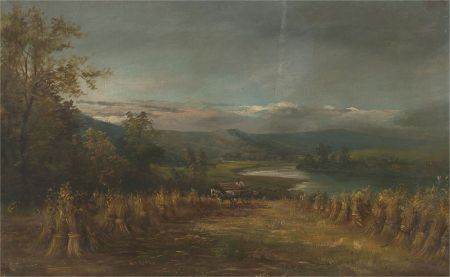 Late 19th Century Oil, For Restoration - Wheat Harvest