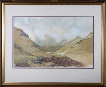 Frederick Marriott RE ARCA (1860-1941) - Watercolour, Farm in a Moorland Valley
