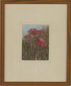 Raymond Hunt - 1978 Oil, Poppy Field